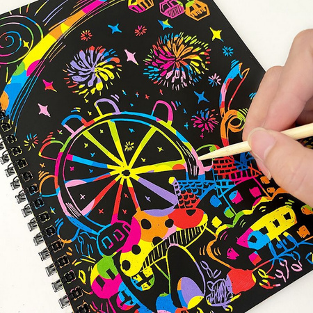 WYDRAPYWANKA TĘCZOWA ZDRAPYWANKA Magiczny Notes A4 Zeszyt na Spirali Rysik 