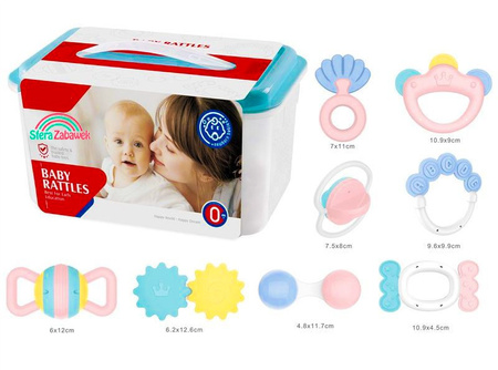 Zestaw grzechotek  gryzaków grzechotka gryzak kolorowa sensoryczna zestaw