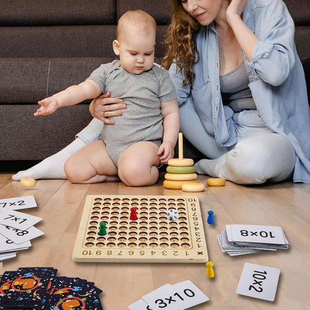 TABLICZKA MNOŻENIA gra planszowa NAUKA LICZENIA Logiczna Montessori 