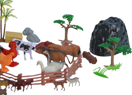 Farma figurki zwierzęta wieś duży zestaw w pojemniku gospodarskie zagroda mata GRA PLANSZOWA