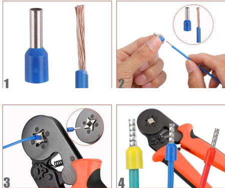 Crimping press set for connector sleeves terminals 0.5-10mm² 1200 pcs.