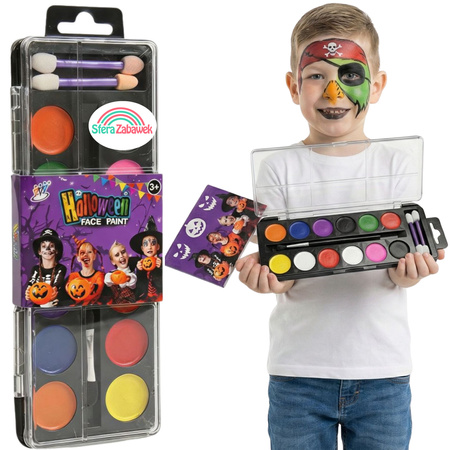 Magiczny Zestaw do Malowania Twarzy 12 Kolorów – Bezpieczna Zabawa na Halloween i Karnawał!