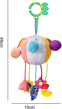 Piłka sensoryczna piłeczka zawieszka do wózka piszczki lusterko gryzak