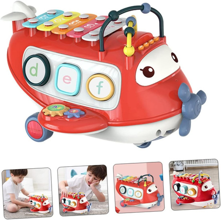 Interaktywny samolot na sznurku cymbałki sorter  sensoryka melodie dzwięki