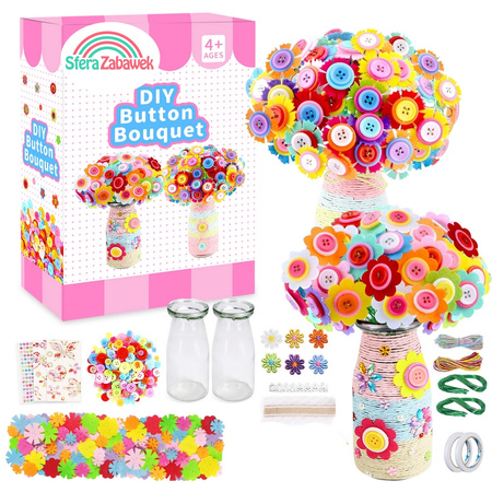 Creative Kit DIY BUTTON BOUQUET Flowers Vase Arts & Crafts for Kids 4+ Educational Toy