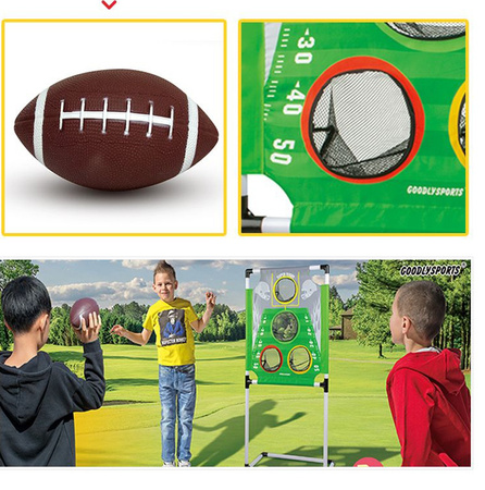 ZESTAW DO ZABAWY W RUGBY BRAMKA - PIŁKA Trenażer z 4 otworami i 3 piłkami abawka sportowa na świeżym powietrzu do treningu