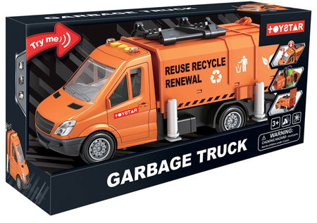 Auto garbage truck with liftable trash can car light sound