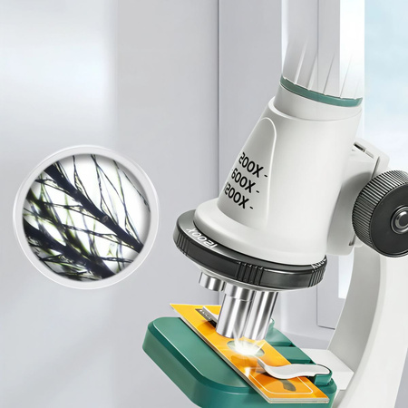 Mikroskop Edukacyjny dla Dzieci 1200x Zestaw Naukowy STEM + Walizka i Akcesoria do Eksperymentów