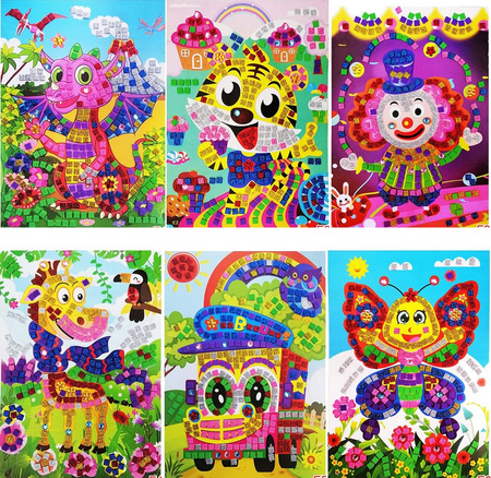 Foam Mosaic Craft Kit for Kids 12pcs Set 3D Sticker Art Educational Creative Toy XXL