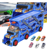 BIG TRUCK CARRIER TOY + 6 DIE-CAST CARS LAUNCHER TRANSPORTER GIFT SET
