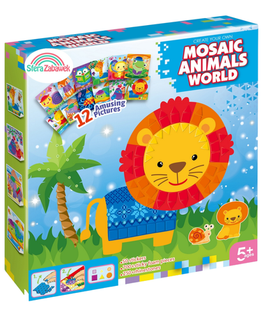 Mozaika Piankowa ZWIERZĄTKA 12w1 – Kreatywna Wyklejanka Kształty i Kolory