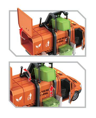 Auto śmieciarka ciężarówka z podnoszonym śmietnikiem światło dzwięk samochód  pojazdy dla dzieci prezent dla dzieci chłopcy 3 4 5 6 7 8 lat