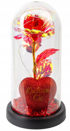 Wieczna czerwona róża błysząca w szkle świecąca led prezent walentynki prezent kobiety róże kwiat walentynki dzień kobiet