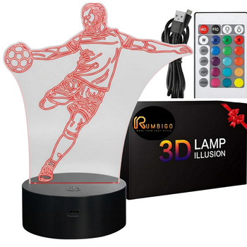 Lampka Nocna 3D LED PIŁKARZ Rumbigo Pilot 16 Kolorów USB Prezent dla Chłopca