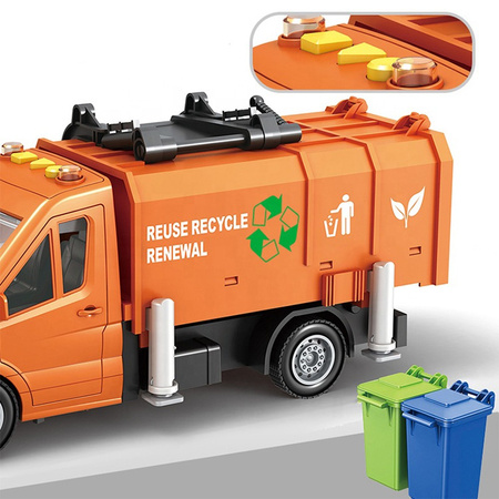 Auto garbage truck with liftable trash can car light sound