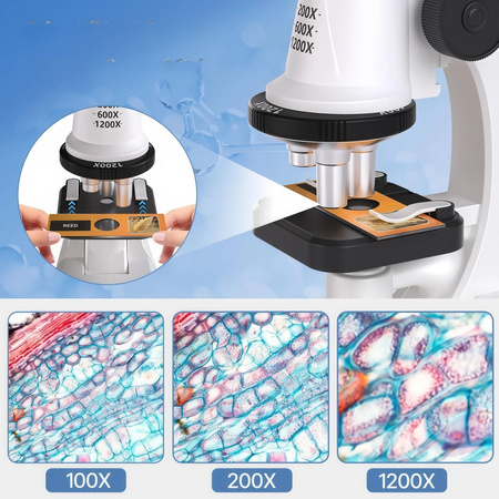 Microscope for Kids Science Kit 1200x LED + Accessories Carrying Case Educational STEM Toy Gift 8+