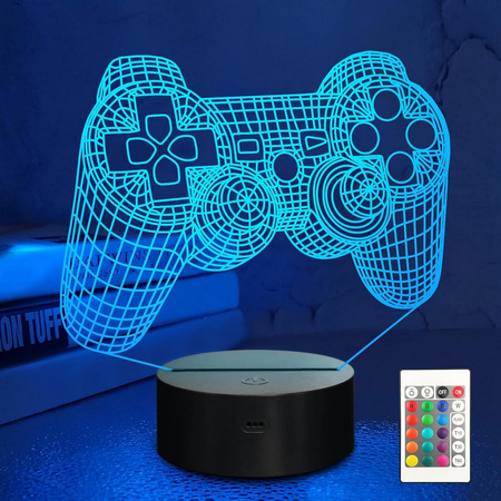Lampka Nocna 3D LED PAD Kontroler GAMER RGB Pilot PREZENT DLA GRACZA Rumbigo