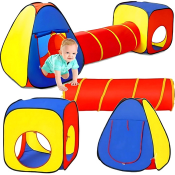 3-in-1 kids play tent with tunnel & cube playhouse ball pit playground for indoor outdoor sferazabawek
