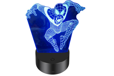 Lampka Nocna 3D LED SPIDER-MAN Prezent dla Dziecka Lampa z Pilotem RGB USB