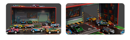 Container set of metal cars resorcs with drive + mat city box