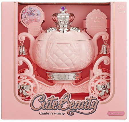 Zestaw kosmetyków w karocy kuferku karoca makeup box brokat błyszczyki cienie