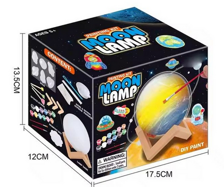 Zestaw Kreatywny 2w1 LAMPKA KSIĘŻYC do Malowania + Odlewy Gipsowe KOSMOS DIY