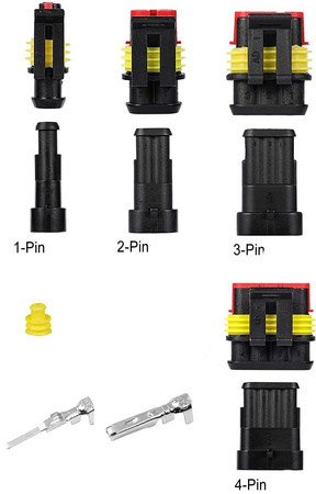 Kostka złącze hermetyczne wtyk samochodowe SUPERSEAL 352 szt 1 2 3 4 Pin
