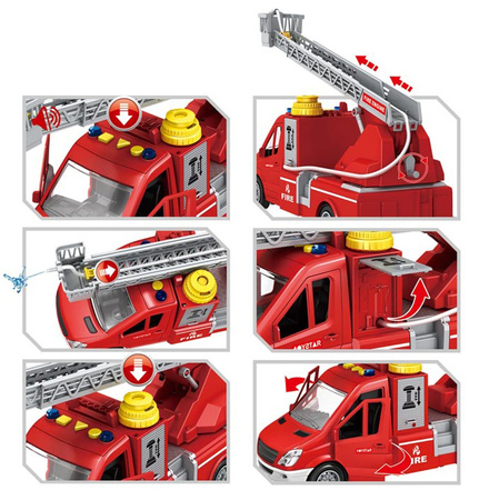 DUŻA STRAŻ POŻARNA SAMOCHÓD  PSIKA WODĄ ŚWIATŁO AUTO WÓZ STRAŻACKI STRAŻ POŻARNA ŚWIATŁA DŹWIĘKI