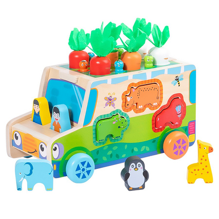WOODEN EDUCATIONAL CAR Shape Sorter Carrots Blocks Montessori