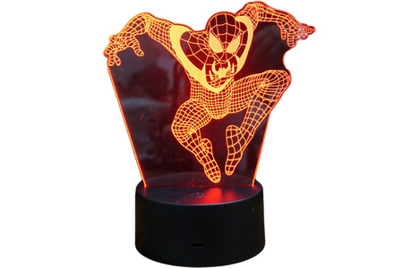 Lampka Nocna 3D LED SPIDER-MAN Prezent dla Dziecka Lampa z Pilotem RGB USB