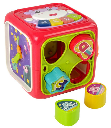 KOSTKA EDUKACYJNA MULTIKOSTKA 6 W 1 ZEGAR LICZYDŁO SORTER KIEROWNICA SONSORY