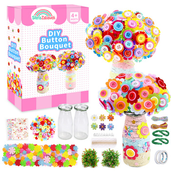 Creative Kit DIY BUTTON BOUQUET Flowers Vase Arts & Crafts for Kids 4+ Educational Toy