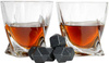 Whiskey gift set in wooden box glasses tongs stone cubes