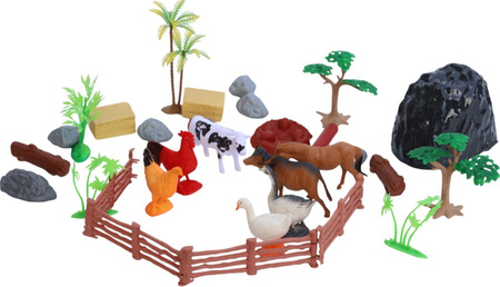 Farma figurki zwierzęta wieś duży zestaw w pojemniku gospodarskie zagroda mata GRA PLANSZOWA