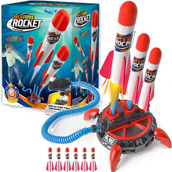 FOAM ROCKET LAUNCHER Catapult Air Pump OUTDOOR TOY Garden Game Gift for 4 5 6 7 8 Year Olds