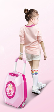 Toaletka na kółkach kosmetyki biżuteria suszarka lusterko Walizka SALON PIĘKNOŚCI KUFEREK