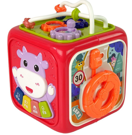 KOSTKA EDUKACYJNA MULTIKOSTKA 6 W 1 ZEGAR LICZYDŁO SORTER KIEROWNICA SONSORY