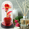 Wieczna czerwona róża błysząca w szkle świecąca led prezent walentynki prezent kobiety róże kwiat walentynki dzień kobiet