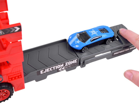 TIR laweta + 6 autka resoraki wyrzutnia cięzarówka Ciężarówka do przewozu samochodów Zabawka Truck Walizka na samochód zabawkowy