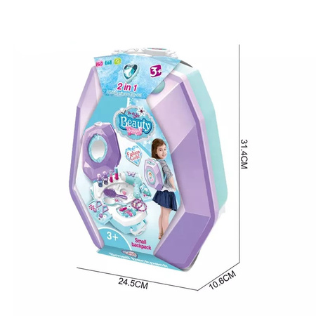 Toaletka na kółkach kosmetyki biżuteria suszarka lusterko walizka salon piękności kuferek