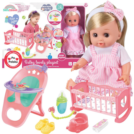 Baby doll Martynka drinks speaks Polish 24 sounds cradle feeding chair pee potty