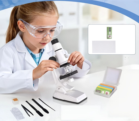 Mikroskop Edukacyjny dla Dzieci 1200x Zestaw Naukowy STEM + Walizka i Akcesoria do Eksperymentów