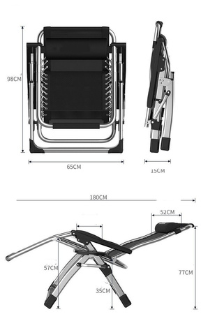 Leżak ogrodowy grawitacyjny fotel plażowy krzesło kempingowe poduszka