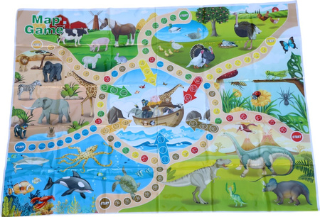 Farma figurki zwierzęta wieś duży zestaw w pojemniku gospodarskie zagroda mata GRA PLANSZOWA