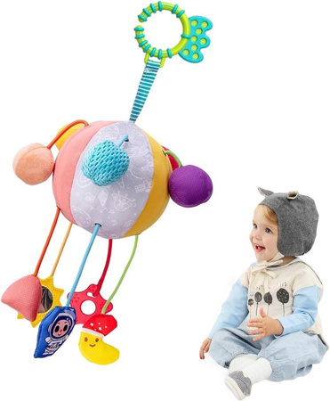 Piłka sensoryczna piłeczka zawieszka do wózka piszczki lusterko gryzak