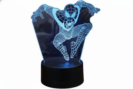 Lampka Nocna 3D LED SPIDER-MAN Prezent dla Dziecka Lampa z Pilotem RGB USB