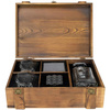 Whiskey gift set in wooden box glasses tongs stone cubes