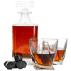 Whiskey gift set in wooden box glasses tongs stone cubes