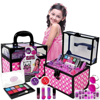 Kids Makeup Kit & Nail Set  Princess Cosmetics Vanity Case Home Spa