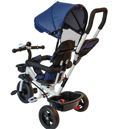 Rowerek trójkołowy wolne koło pasy obracany 360 wózek obracane siedzisko